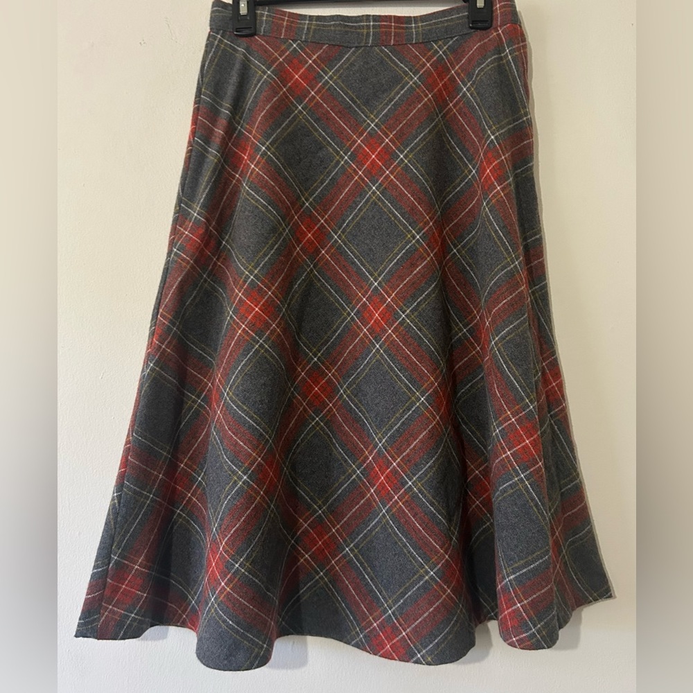 Vintage Byer California Red and Gray Plaid A-Line Skirt